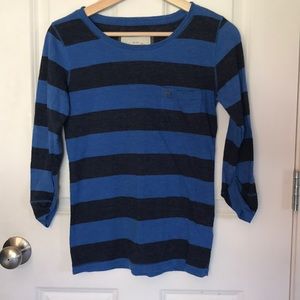 blue and gray striped Abercrombie top